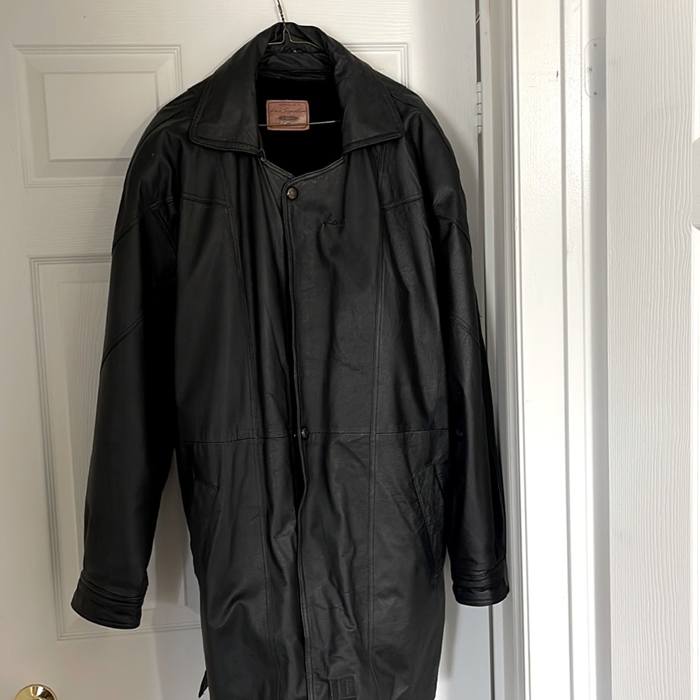 1 XL Loco Signature Black Leather Winter Trenchcoat
